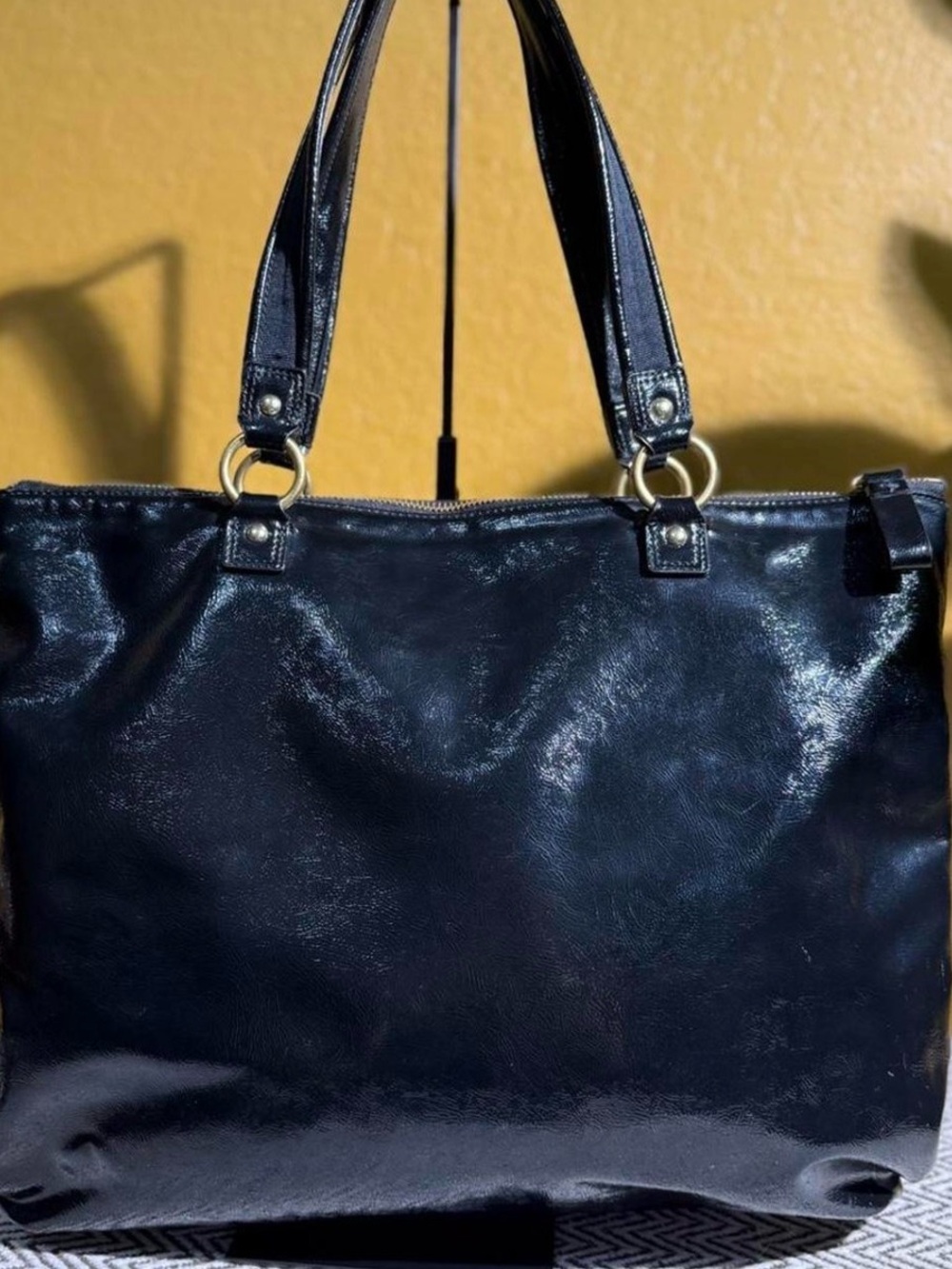 Coach Poppy Black Patent Leather Liquid Gloss Tote - Picture 5 of 11